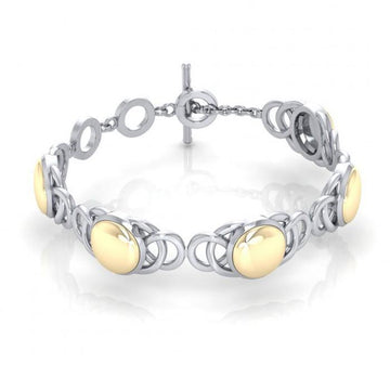 Danu Celtic Knotwork Silver and Gold Accent Bracelet MBL119 - Jewelry